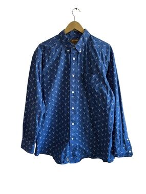 Ariat Navy Blue Button-Down Shirt with White Micro Pattern